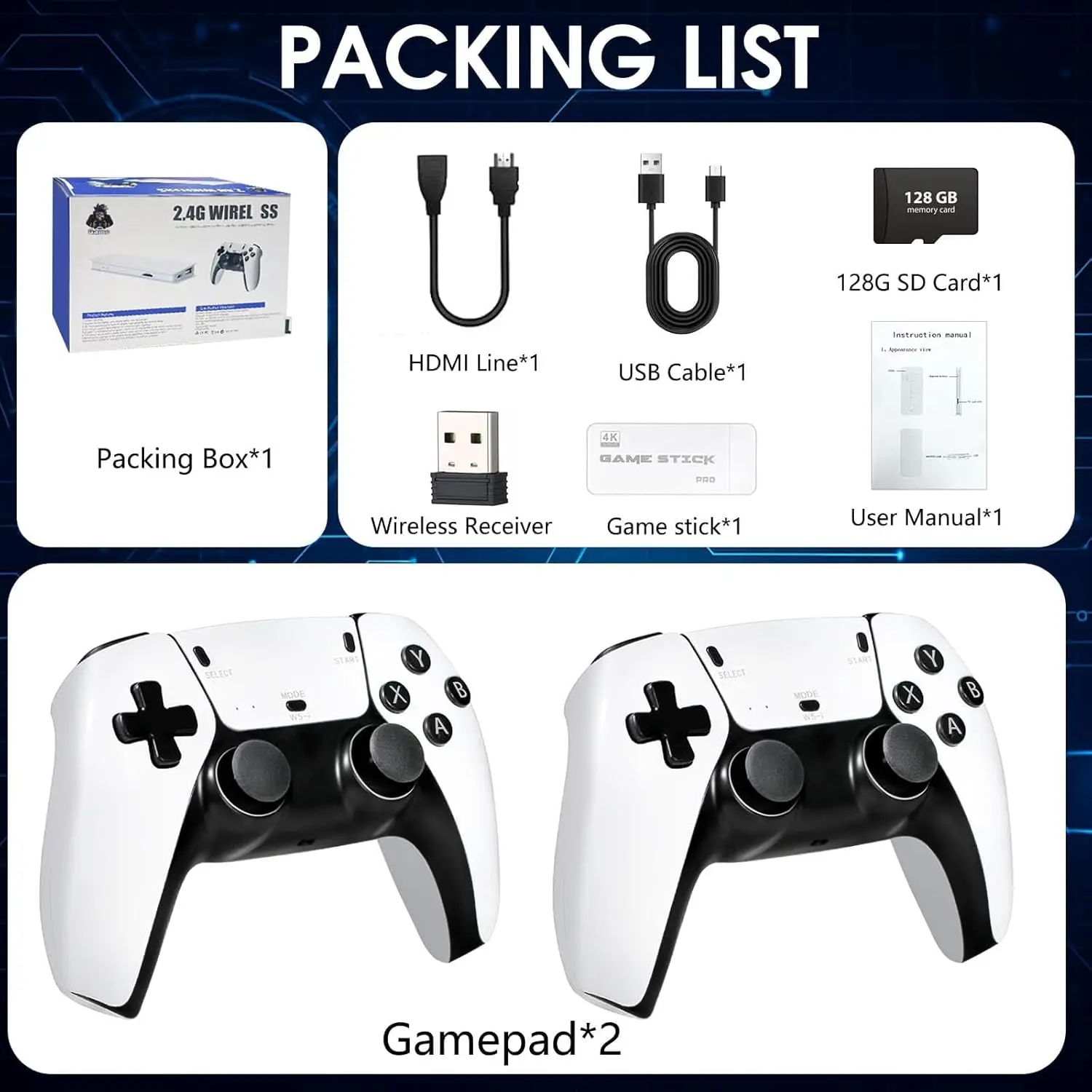 2026new Wireless Retro Game Console 23 Simulators And Over 40,000 Games 2.4g Wireless Controllers(128g) - Image 2