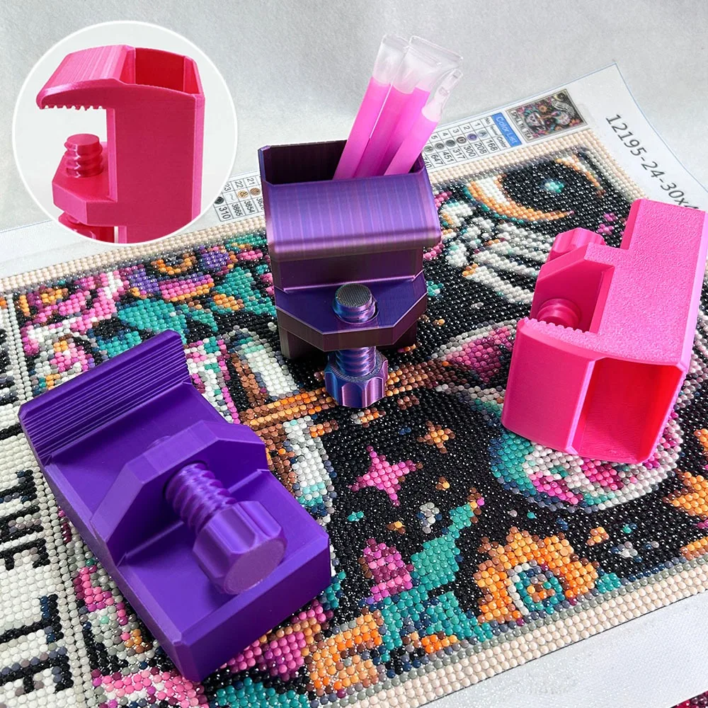 3D Printing Diamond Painting Accessories Colourful Point Drill Pens Holder,with Fixing Clip Storage Box Diy Embroidery Tool
