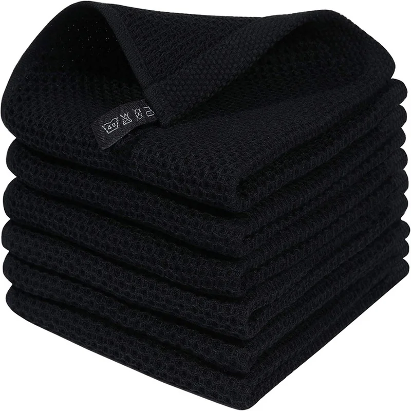 Waffle Weave Kitchen Towels 10 Pack, Honeycomb Dish Towel with Hook, Quick Dry Absorbent Hanging Cloth