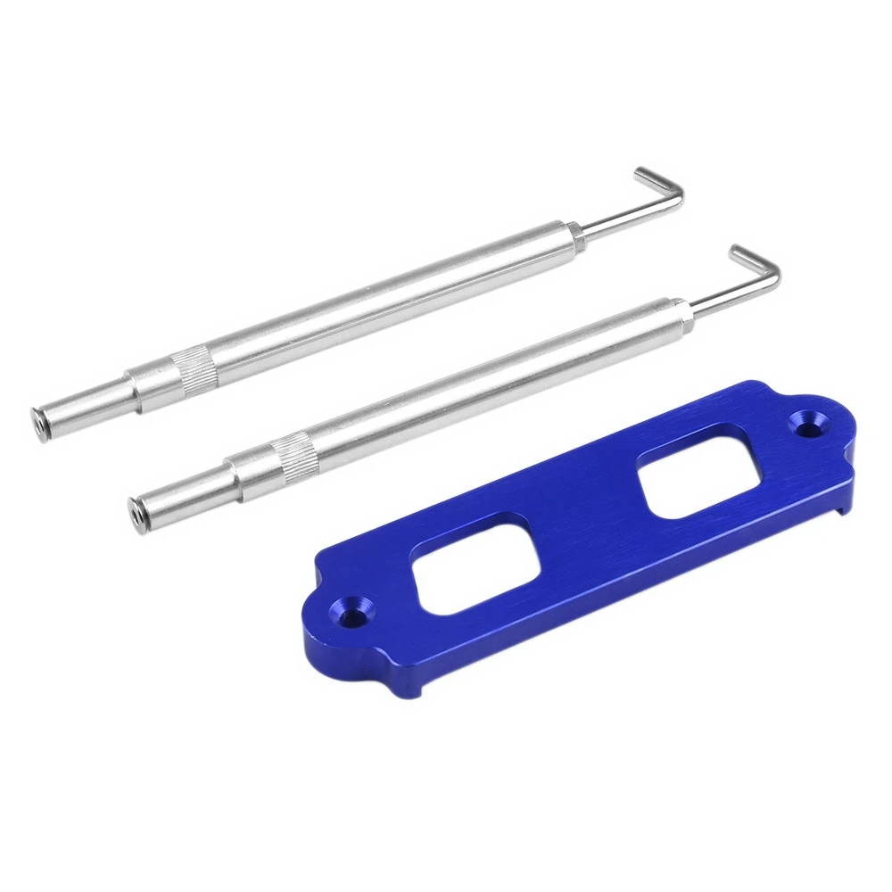 Battery Tie Down Kit Hold Down Rod with Stainless Tray Hooks for Honda Civic/CRX S2000/Acura Integra RSX(Blue)