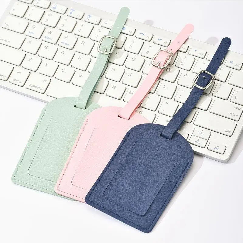Suitcase Identifier Label Baggage PU Leather Boarding Bag Tag Name ID Address Holder Accessorie Travel Luggage Tag For Women Men