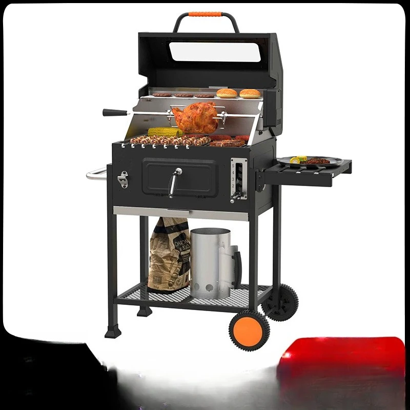 Large perspective window multi-function grill, automatic rotating grill grill
