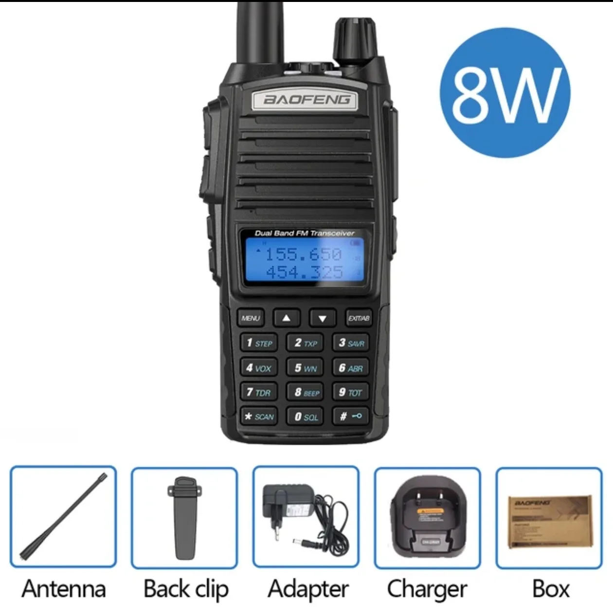 Baofeng UV-82 walkie-talkie, thickened, true 8W high-power, 3800mAh battery, C-type rechargeable, two-way, dual-frequency 128CH