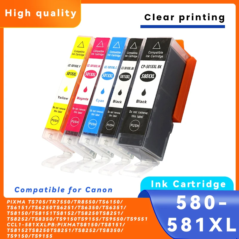 

Совместимые картриджи PGI580/CLI581/pgi 580/581 для принтеров Canon Pixma TS705, TS6150, TS6250, TS8150, TS8250; TR7550, TR8550