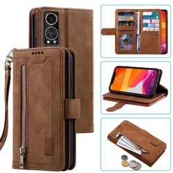9 Cards Wallet Case For ZTE Axon 30 Case Card Slot Zipper Flip Folio with Wrist Strap Carnival For ZTE Axon 30 5G Cover