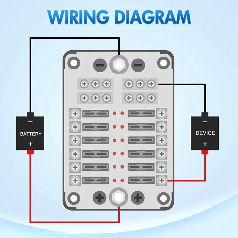 Car Boat Fuse Box Holder With 6 Way 12 Way Blade Fuse Holder Block & Warning Indicator 12V~32V Power Distribution Panel Board