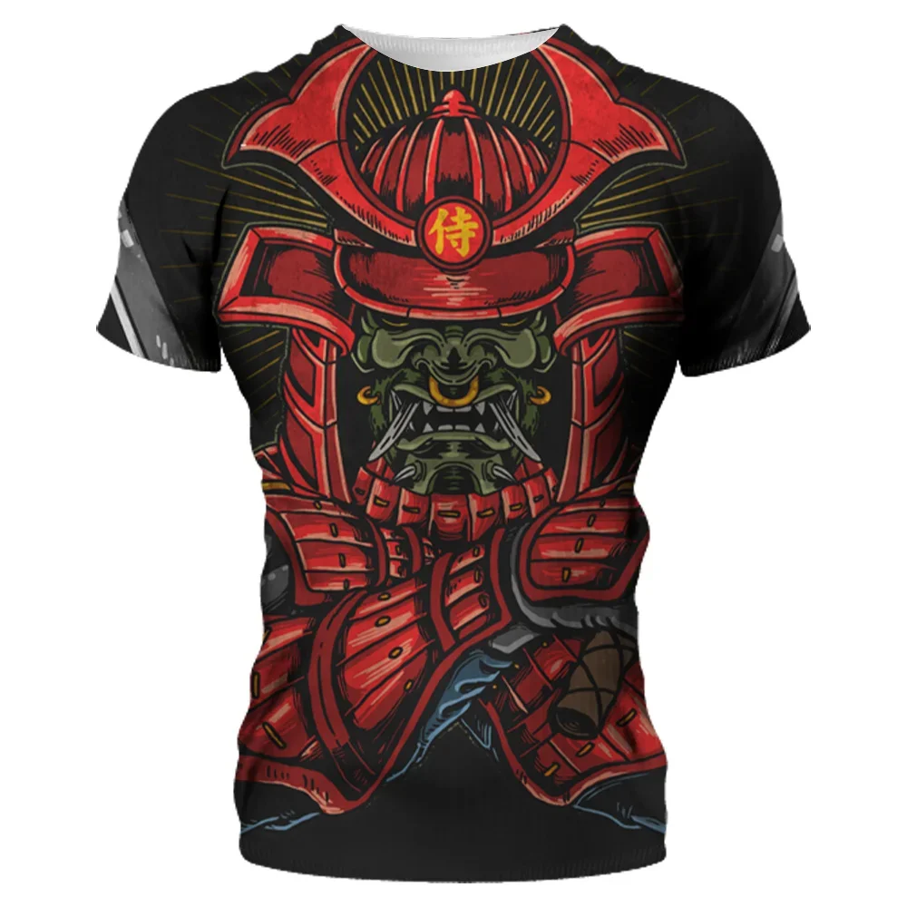 Cool Samurai Mask Graphic 3D Print Fashionable Men's  Women's O-neck Loose Breathable T-shirt, Street Trend Casual Hip-hop Style
