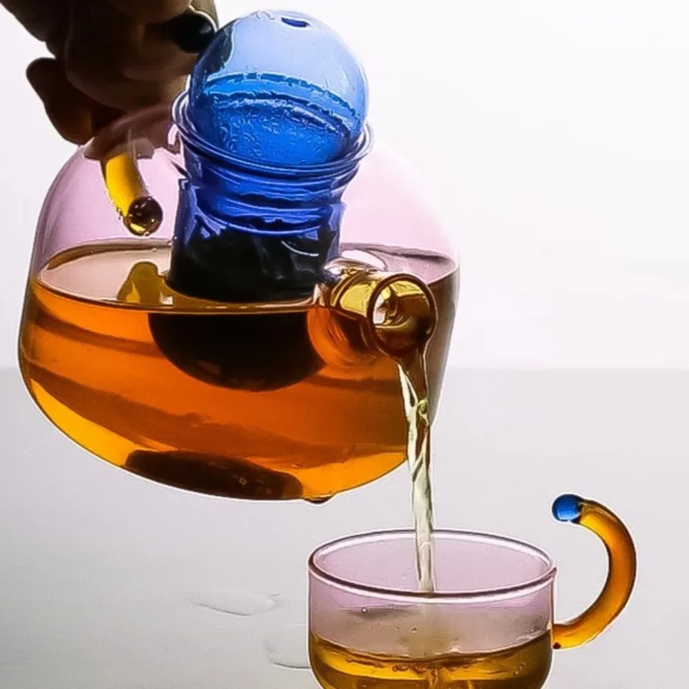 Heat-Resistant Glass Teapot Pitcher with Infuser Teapot Cup Set Borosilicate Glass Kettle for Hot Cold Beverages for Tea Lovers view 2