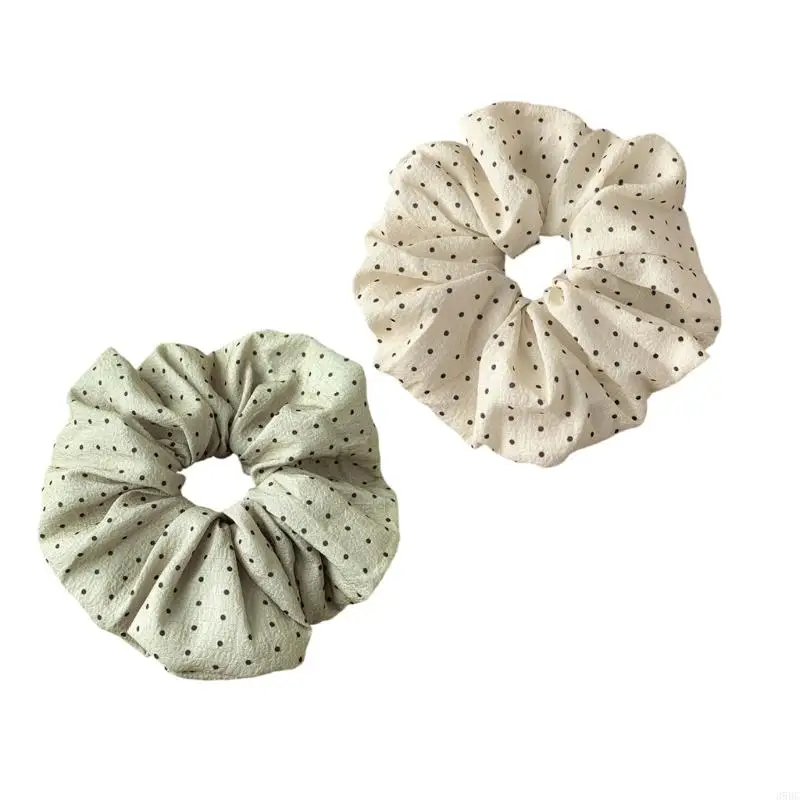 

39BC French Dot Elastic Hair Scrunchies Soft Breathable Fabric Headbands Ponytail Holder Fashion Hair Accessory For Women