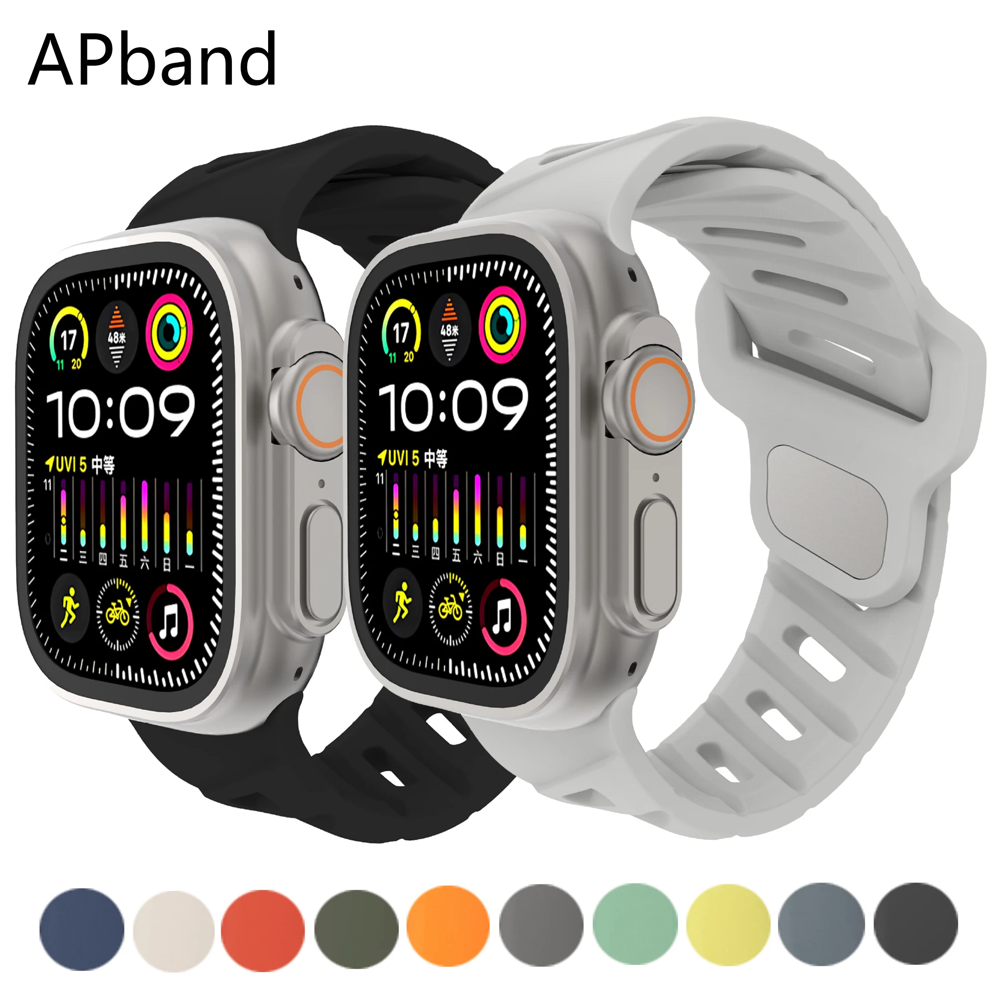 Strap For Apple Watch Band 49mm 44mm 45mm 46mm 42mm sport Silicone correa Bracelet iWatch Series 10 9 6 5 3 7 8 Ultra 2 SE bands