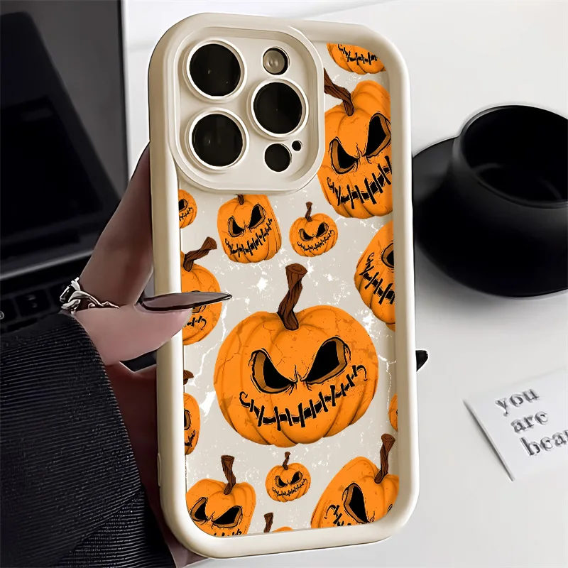 اليقطين شبح هالوين طباعة جراب هاتف آيفون 17 برو ماكس حافظة آيفون 15 11 12 13 14 16 برو ماكس 16e 17 الهواء لينة ماتي غطاء