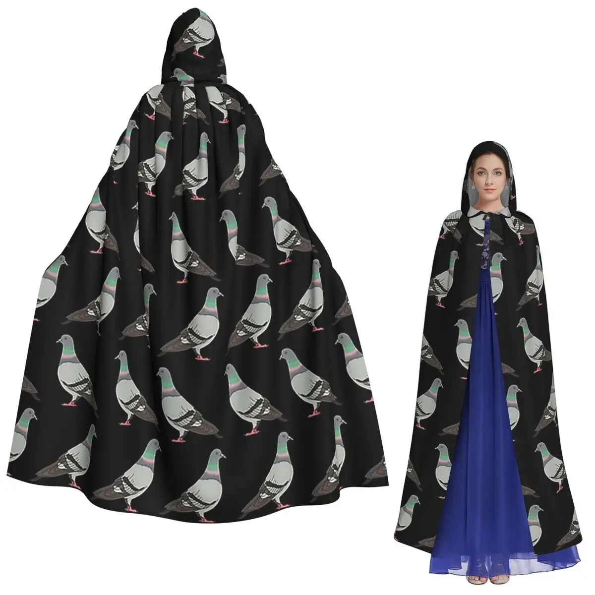 

Walk Pigeon 2020, черный фон, длинный плащ с капюшоном, средневековый костюм ведьмы, накидка для косплея, накидка на Хэллоуин, вампир, для взрослых, унисекс