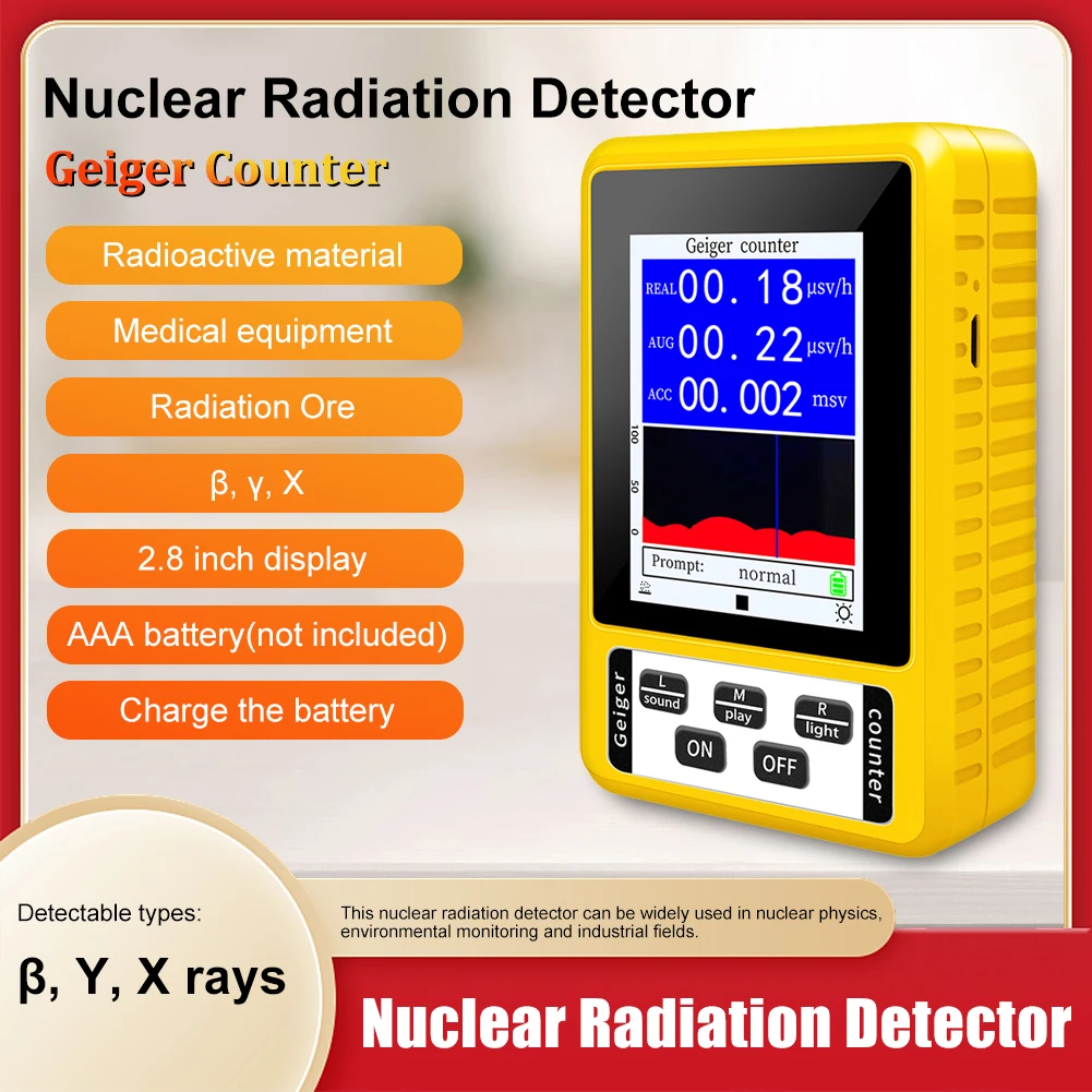 BR-9C Geiger Counter Nuclear Radiation Detector Personal Dosimeter X-ray Beta Gamma Detector LCD Radioactive Tester Real Time