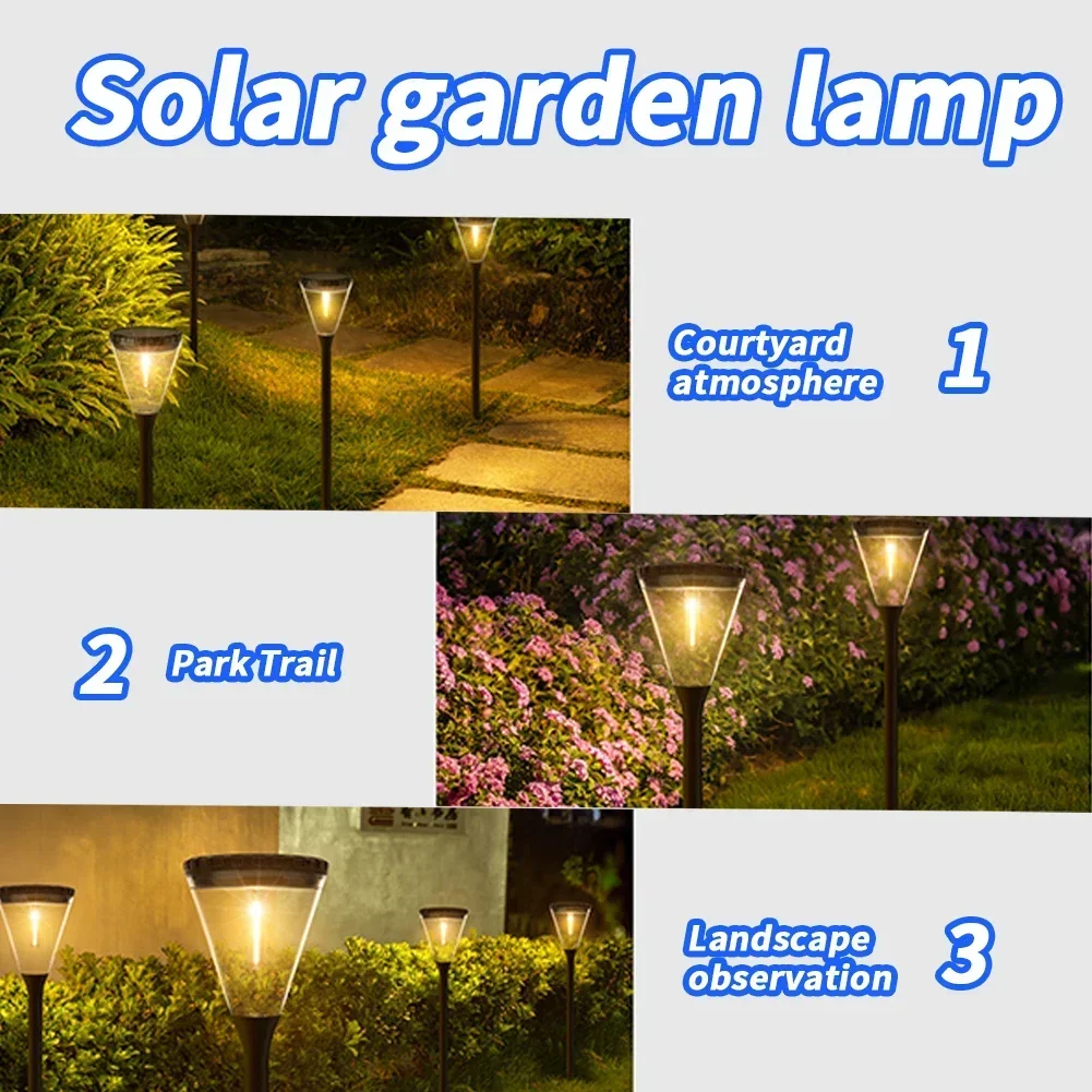 Super Bright Solar Lawn Street Light Warm Light Adjustable High Pile Waterproof Garden Night Light Built in 2200mA Battery