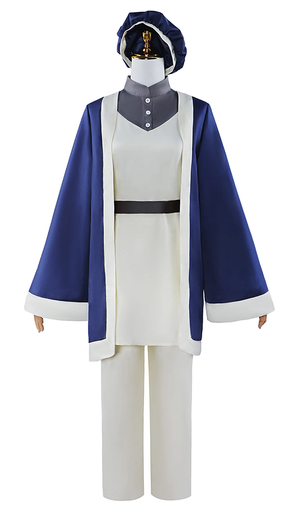 Costume Cosplay Anime Delicious in Dungeon pour hommes et femmes, robe bleu foncé, chapeau, accessoires de fête d'Halloween, uniforme, Falin Touden