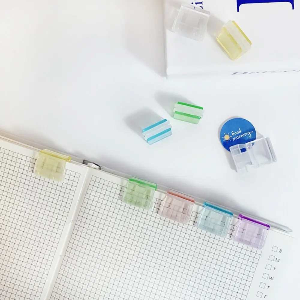 Creative Candy Color Letter Paper Clip Transparent Multi-function Test Paper File Folder Plastic Push Clip School Office