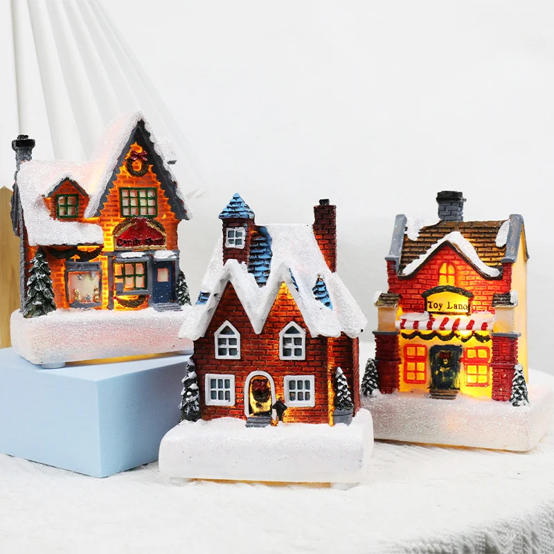 

Christmas Mini Resin Snow House Desktop Ornaments Handicraft Christmas Tree Christmas Snow Shine Festive Atmosphere Decoration