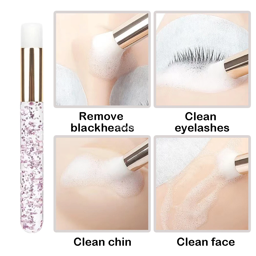 20Pc Grafting Eyelash Cleaning Brush Set with 60ML Empty Foam Bottle Eyelash Shampoo Brush Nose Brush Extension Care Makeup Tool