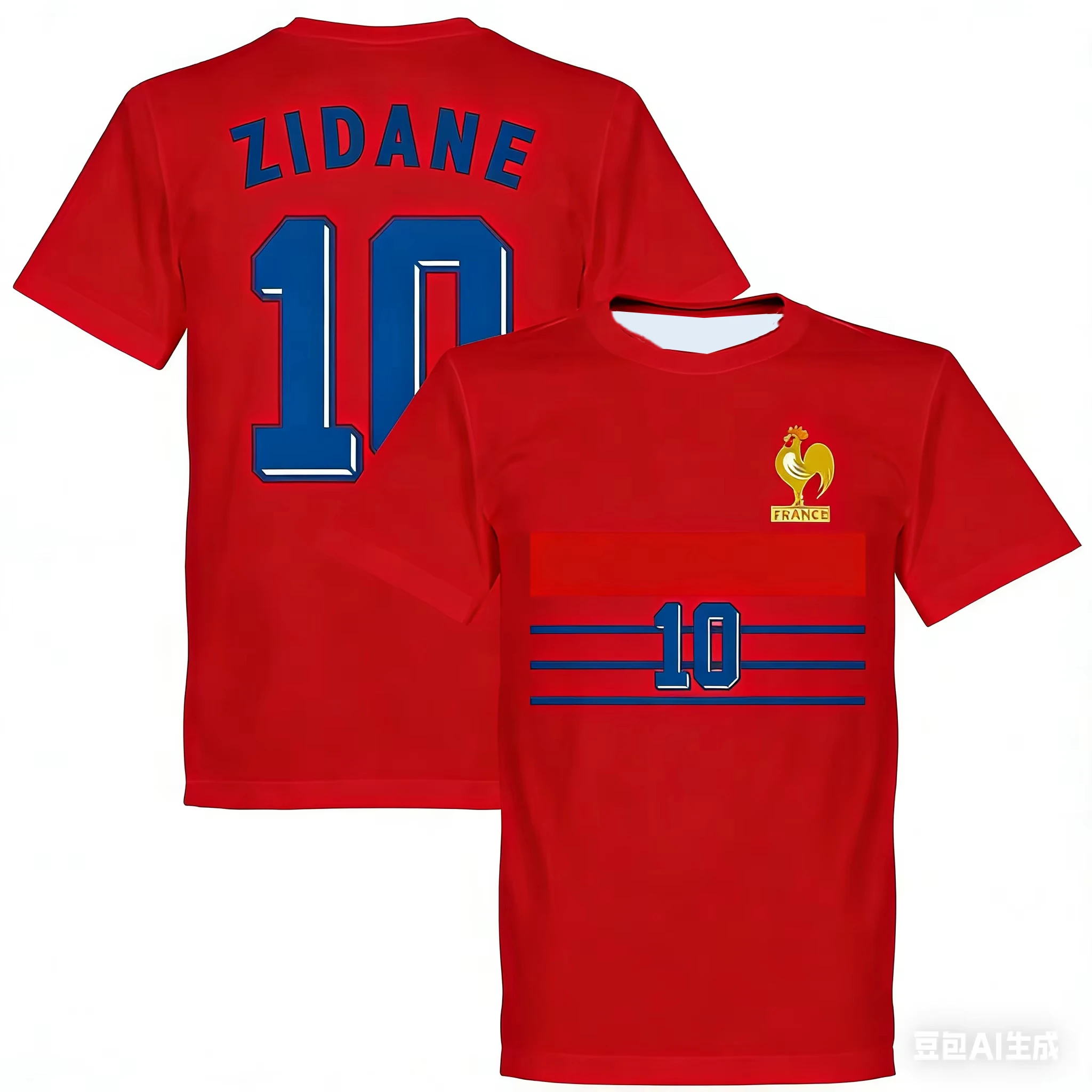 Summer France 1998 Zidane 10 Retro Soft Jersey Casual Summer Men's and Women's Casual Vintage Comfortable Family Kids Tees