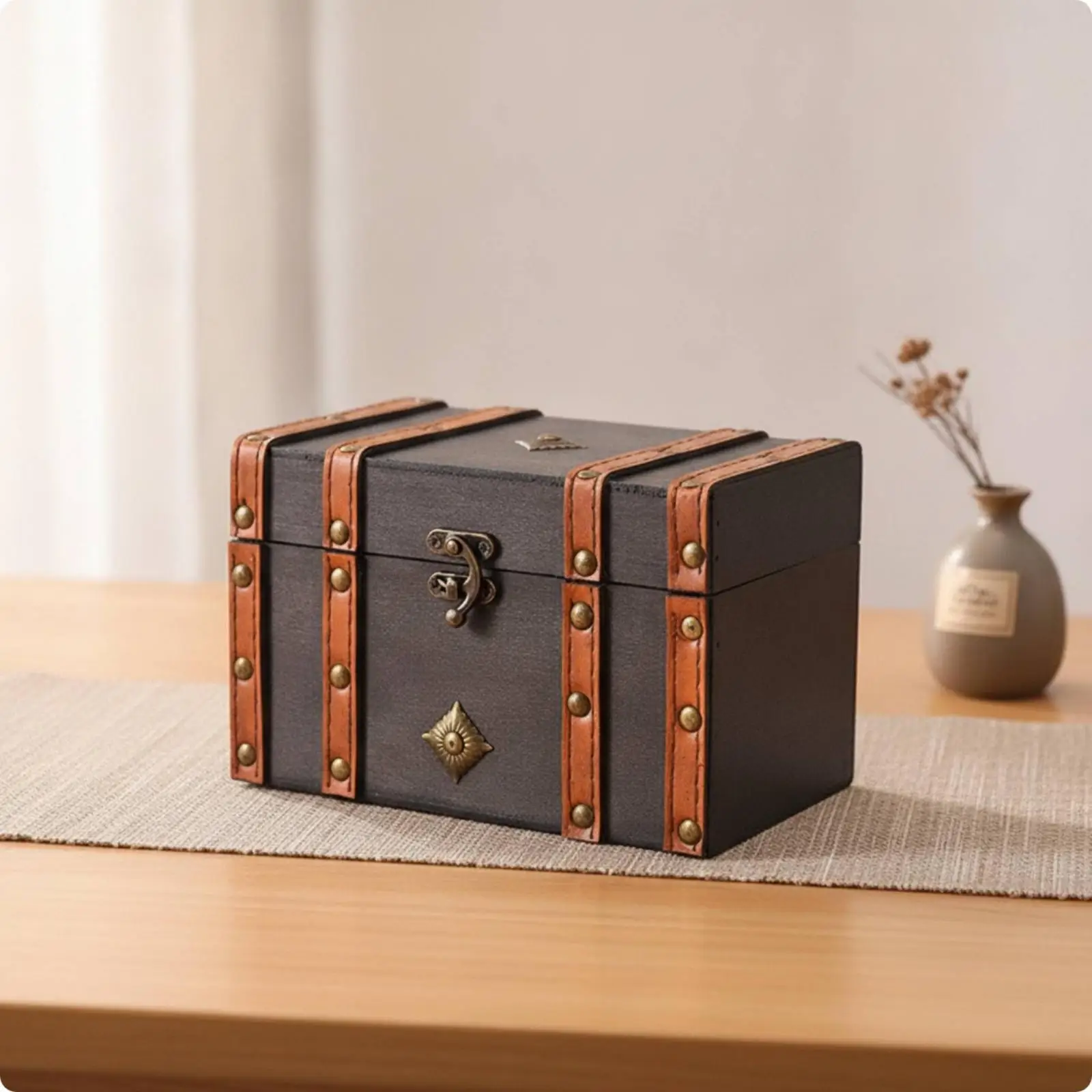 Elegant Wood Jewelry Storage Box with Clasp Lock for Necklaces Earrings and Rings As Gift for Women