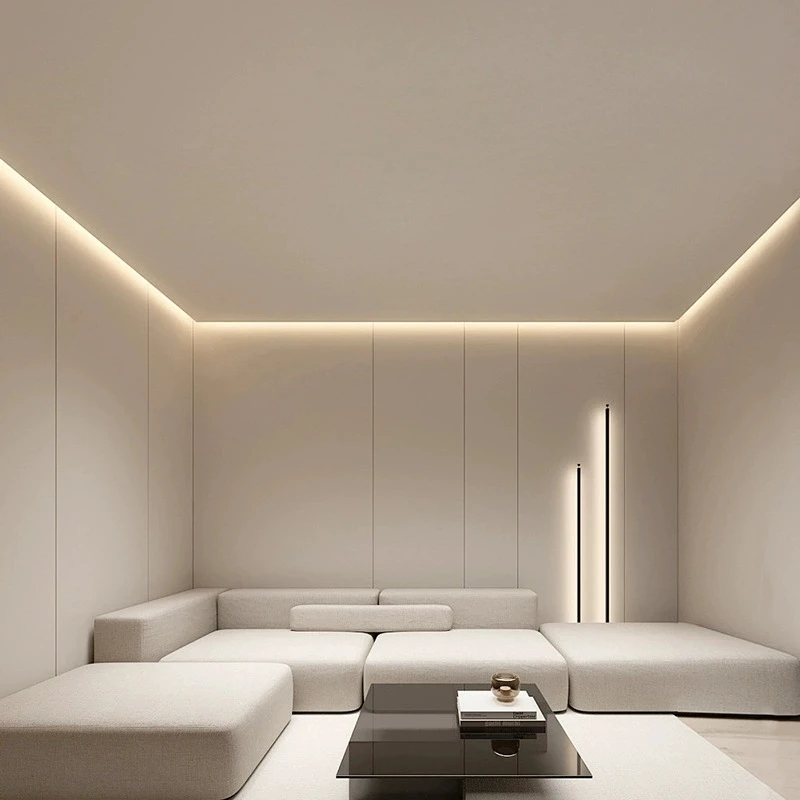 Narrow Ceiling LED Aluminum Profile Embedded Channel Strip Light Luminous Plaster Molding Hidden Backlight Linear Lighting