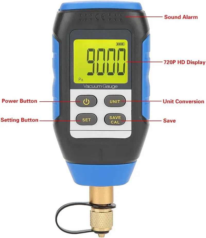 High Precision Digital Vacuum Gauge Combined Pressure Vacuum Electronic Vacuum Meter for Atmospheric Environment