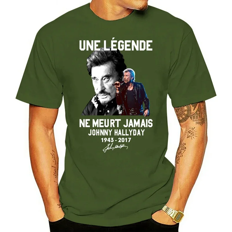 Maglietta divertente da uomo maglietta di moda Une Legende Ne Meurt Jamais Johnny Hallyday 1943-2017 T-Shirt da donna