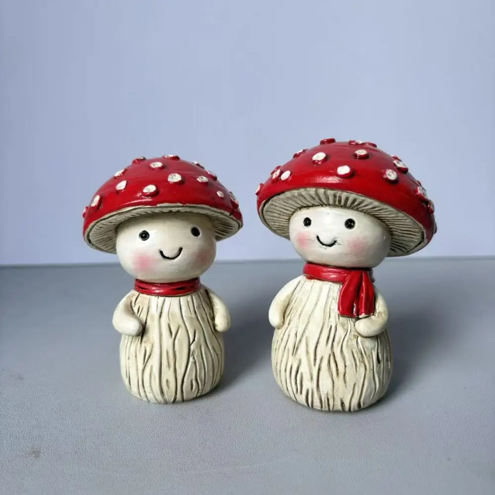 Cartoon Mushroom Elf Resin Statue Fairy Tale Landscape Ornament Garden Figurine Desktop Craft Accessory Home Decor Display