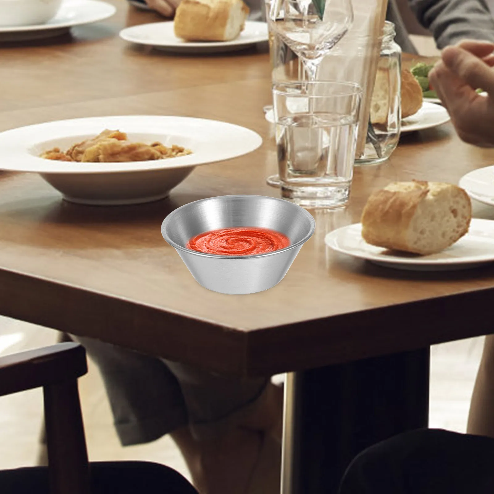

Прочная чашка для соуса из нержавеющей стали, многоцелевой контейнер для макания, гладкий современный стиль для домашнего использования в ресторане, отеля