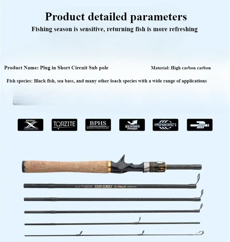 40cm Carbon Ultra Short Portable Multi Section Sea Throwing Rod 2.1-2.7m Straight Gun Handle Two Options To Choose From