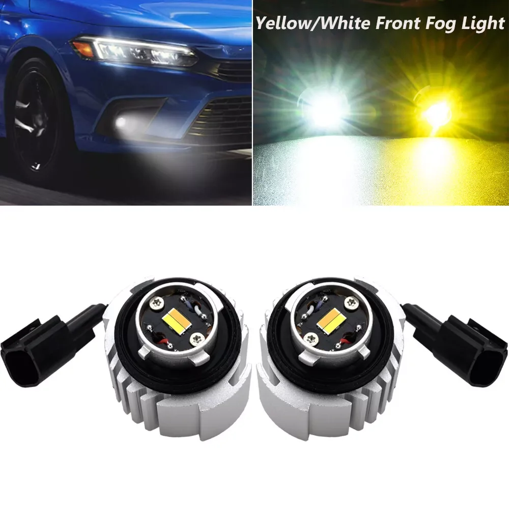 DPGKITS Yellow/White L1B LED Front Fog Light Bulbs For Honda Civic Accord Ridgeline CR-V Passport Acura Integra Car Accessories