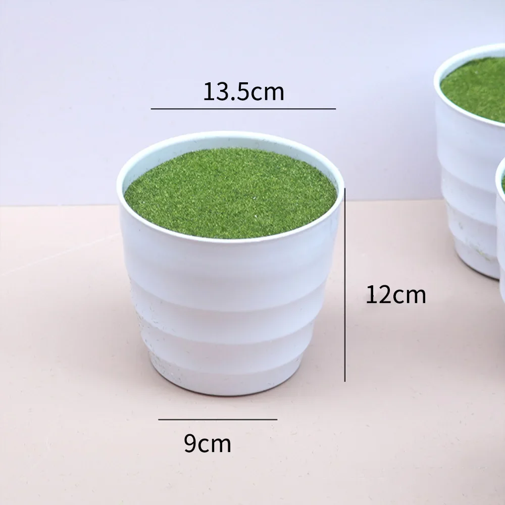 Thick White Plastic Artificial Pot Plants Pot Nursery Pot Vase For Home Garden Decoration Artificial Lawn Flower Pot Decor