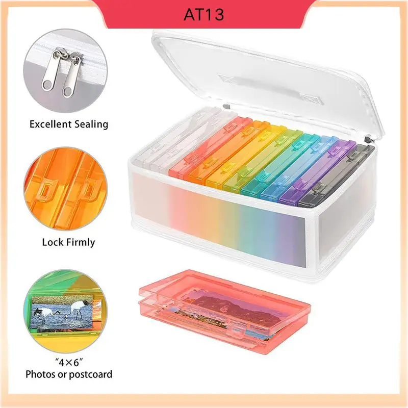 

AT13 2Pcs 4X6 Inch Photo Storage Boxes Photo Case With Handle, 10 Inner Plastic Photo Keeper, Scrapbook Organiser Box