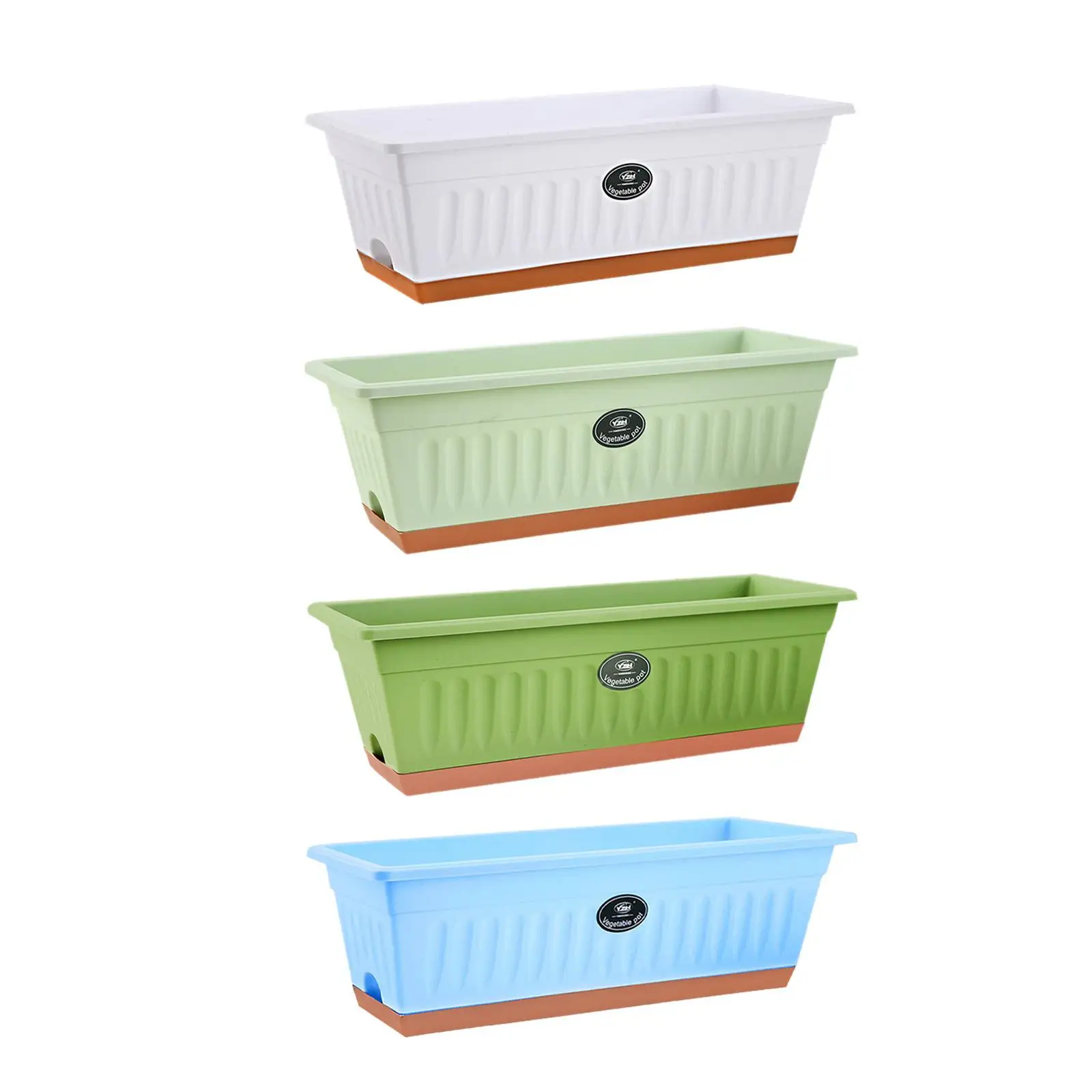 

Plastic Flower Box Plant Pot with Tray Rectangular for Houses, Offices