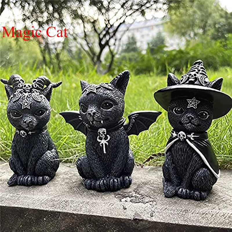 

1Pc Halloween Witch Cat Black Cat Resin Decoration Halloween Home Decor Spooky Ornament Home Decoration Accessories