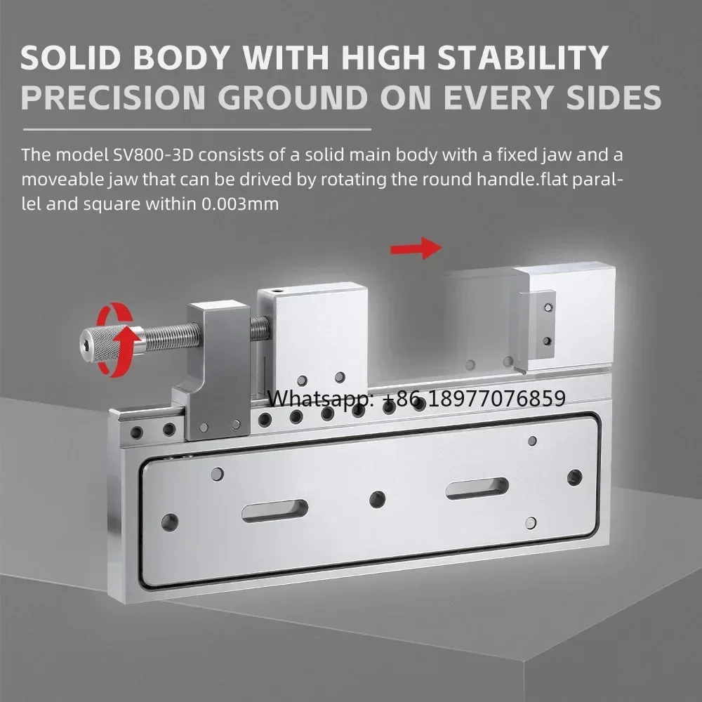 Precision Adjustable Vise for EDM Wire Cutting Machine 130mm Clamping Range SV800-3D-130 Manual Tool Workholding Fixture