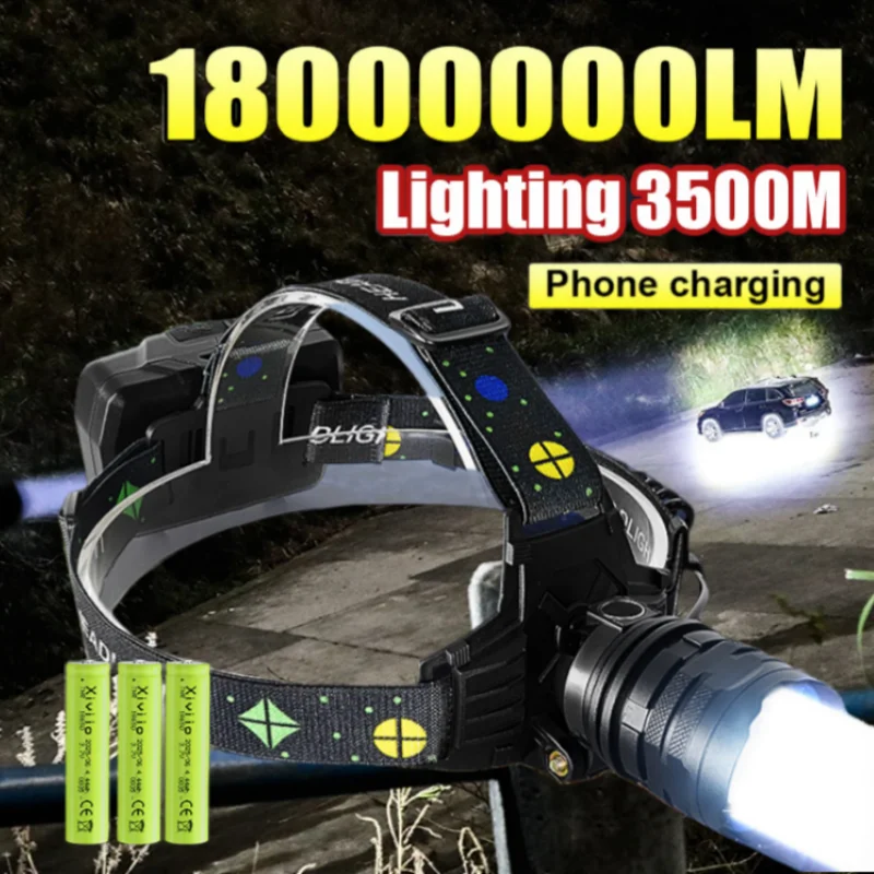 

Суперяркий тактический светодиодный фонарь 18000000LM, мощный, перезаряжаемый, с зумом, водонепроницаемый, для кемпинга, рыбалки, патрулирования