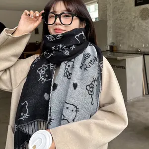 Kawaii Sanrio Hello Kitty Knitted Cachecol, Hot Cartoon, Bonito, Kawaii, Anime, Christmas Gift, New, Autumn and Winter 10 Main Sales Her Escape Pin - №2