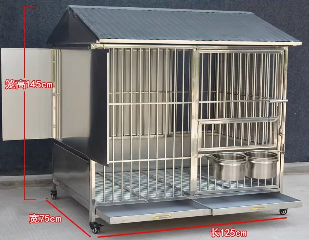 Stainless Steel Dog Crate with 3-Side Enclosed Flat Tray