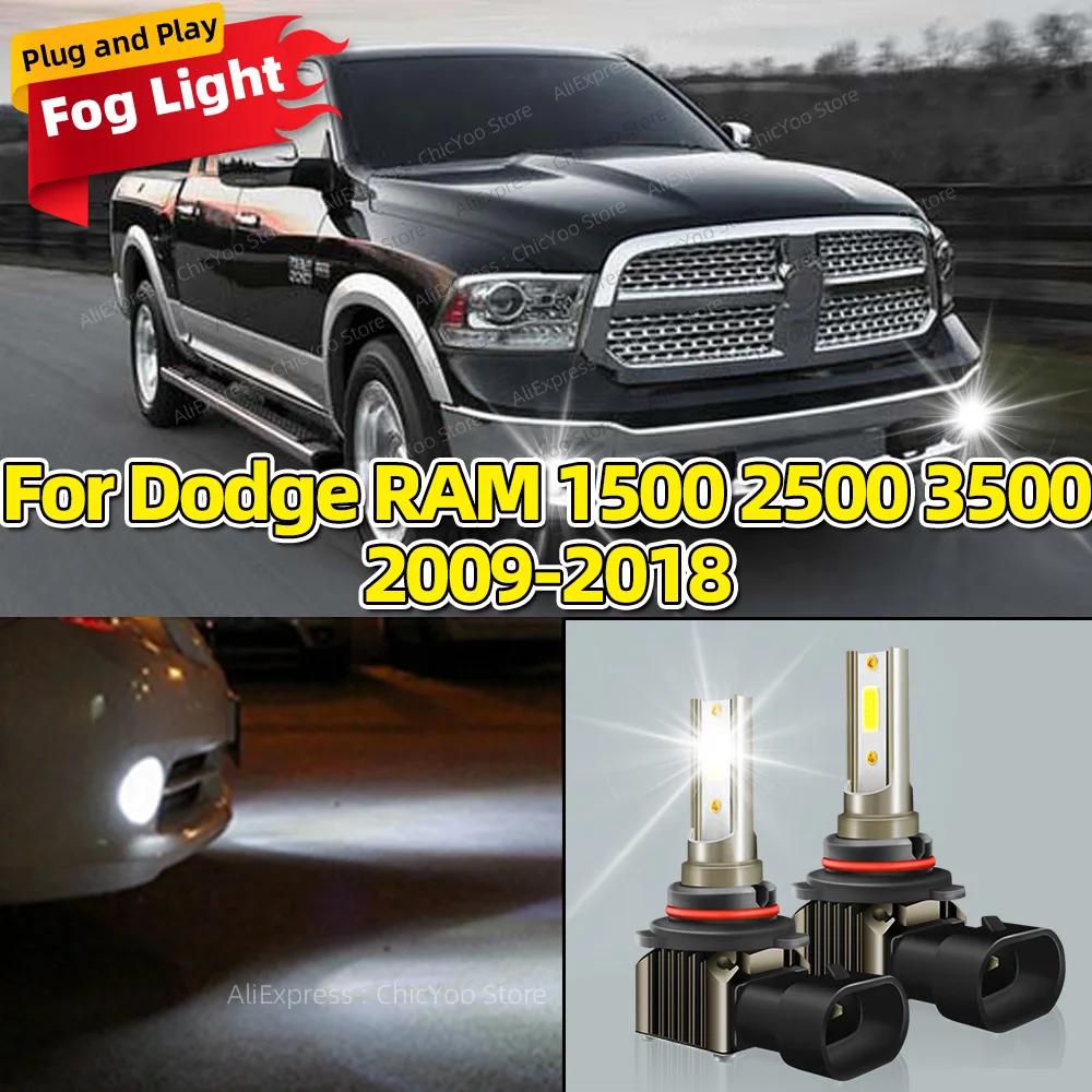 6000K LED Car Front Fog Light Lamps 9006 HB4 Bulb For Dodge RAM 1500 2500 3500 2009 2010 2011 2012 2013 2014 2015 2016 2017 2018