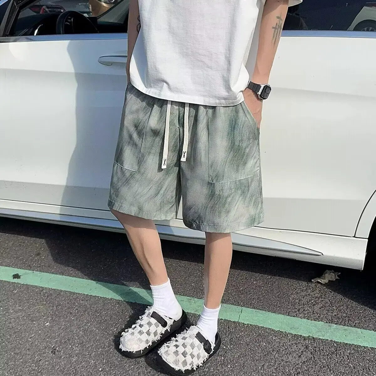 

Summer Men's Loose plus Size Workwear orts Straight Leg Five-Quarter Casual Pants plus Size Fat Men's Straight Leg Trousers