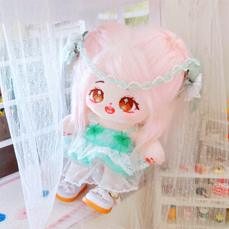 20cm Cartoon Idol Stuffed Soft Doll Kawaii Plush Star Doll Pink Dress Set Doll Clothes Accessories Fans Girls Collection Gifts