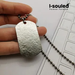 Pure Titanium Hollow Cross Dog Tag Pendant 50x28 Mm with Necklace - Lightweight Men's Jewelry