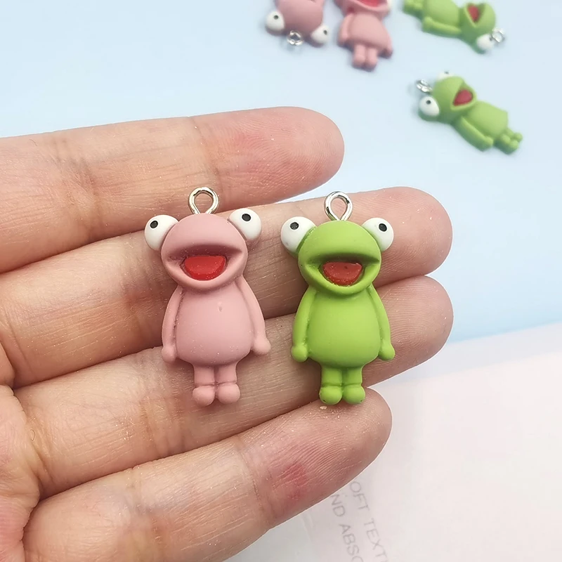 10pcs European Pink Green Animal Frog Pendant For Earring Jewlery Making Findings Resin Floating Charms Flatback Patch C964