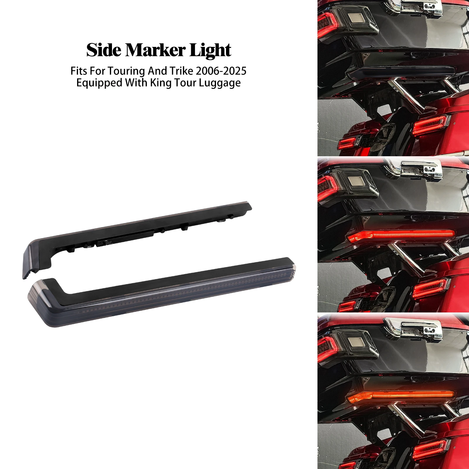 

Motorcycle Side Marker LED Light Turn Signal For Harley Touring Road Electra Street Glide FLHR CVO 06-Up King Tour Luggage Lamp