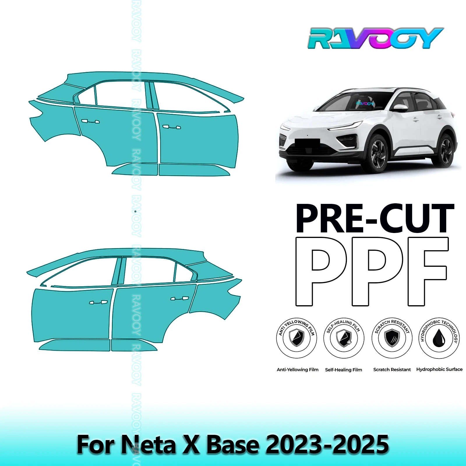

For Neta X Base 2023-2025 8.5mil Clear Matte Pre-Cut PPF Door & A/B Pillar Kit TPU Paint Protection Film Set