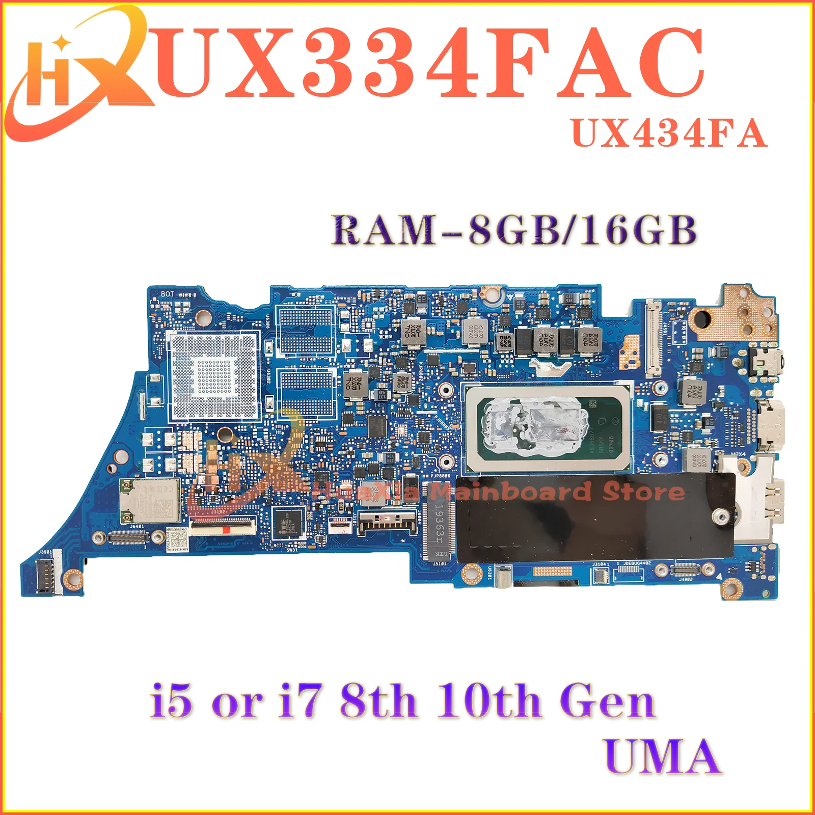 UX334FL Mainboard For Asus Zenbook UX463FL UX434FL UX434FAC Laptop Motherboard W/I3-I5-I7-8th I5 I7-10th Gen 8GB/16GB-RAM