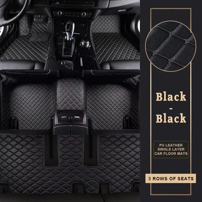 

LHD Car Floor Mat For VW Volkswagen Tiguan L(7 Seats) 2023 2022 2021 2020 Leather Waterproof Carpet Auto Interior Accessories
