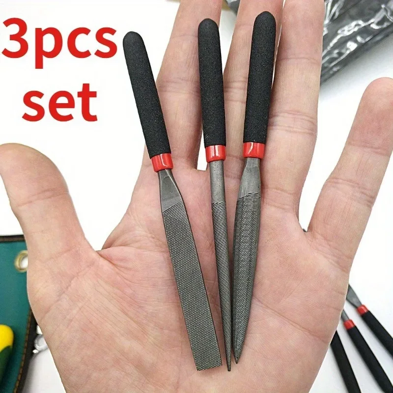 Heavy-Duty High Carbon Steel Deep-Toothed File Set - Mini Flat,Mini Half-Round,Mini Round For Wood,Metal,Glass,Ceramic Materials
