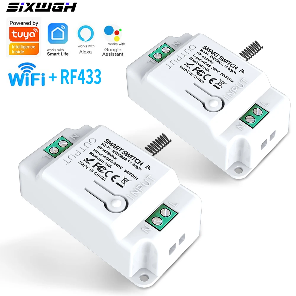 WLAN Tuya Smart Schalter Ein/Aus-Schalter Unterstützt RF 433MHz Fernbedienung, Kompatibel mit Smart Life App Alexa Google Home